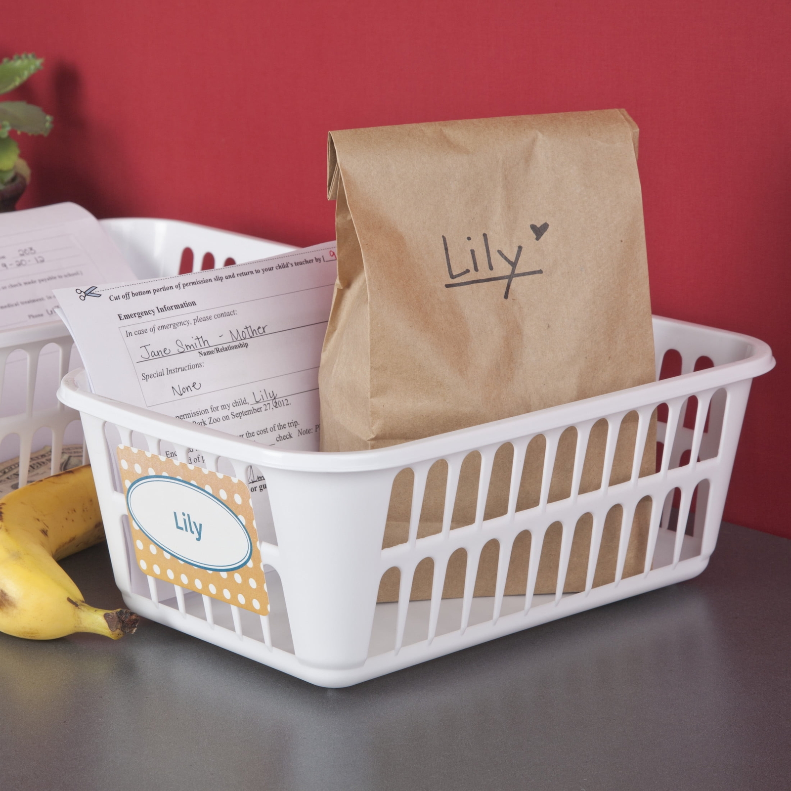 (6 pack) Storage Basket, Versatile Open Plastic Bin, White