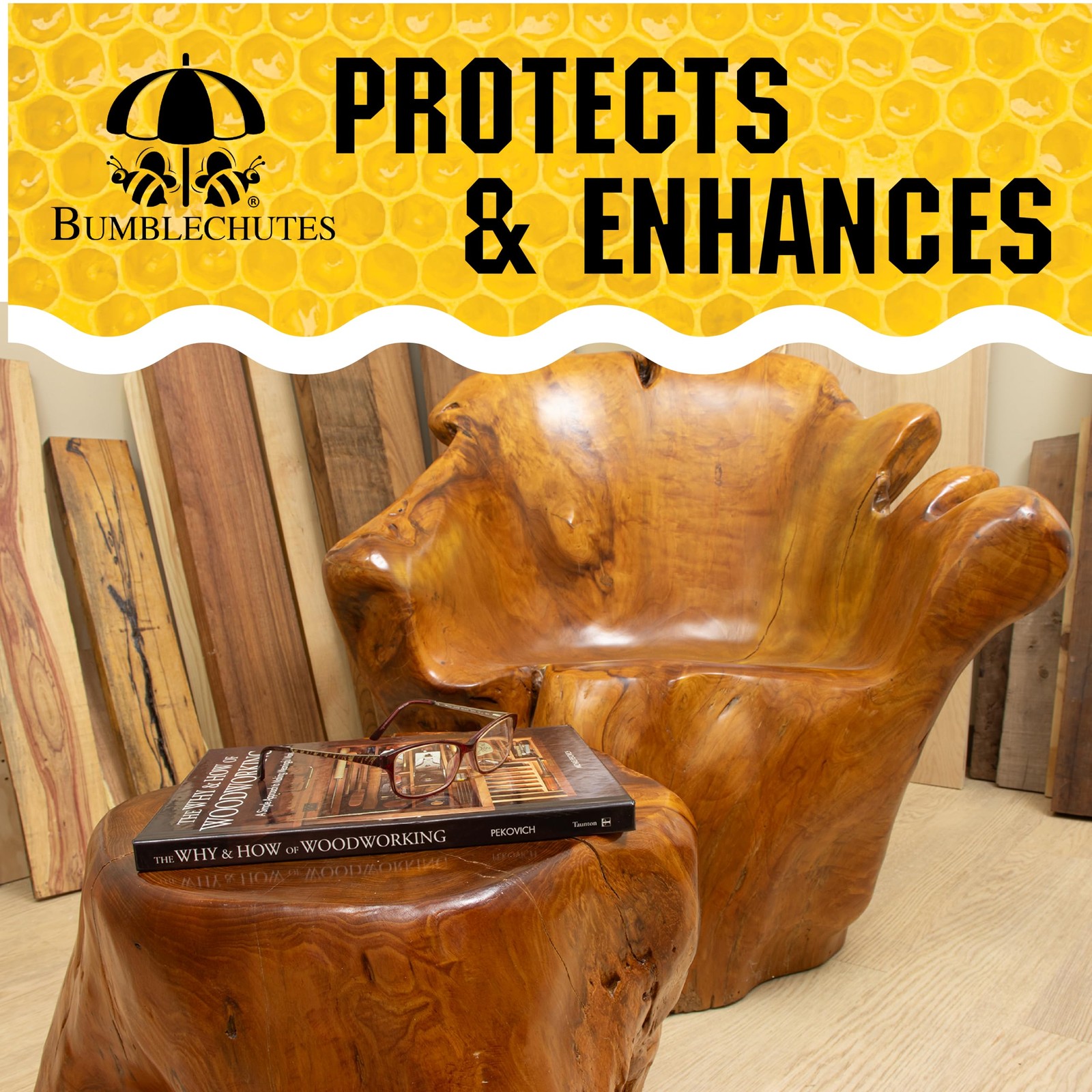 Bumblechutes Bee’Nooba Wood Oil Finish Natural Topcoat Beeswax for Wood, Hydr…
