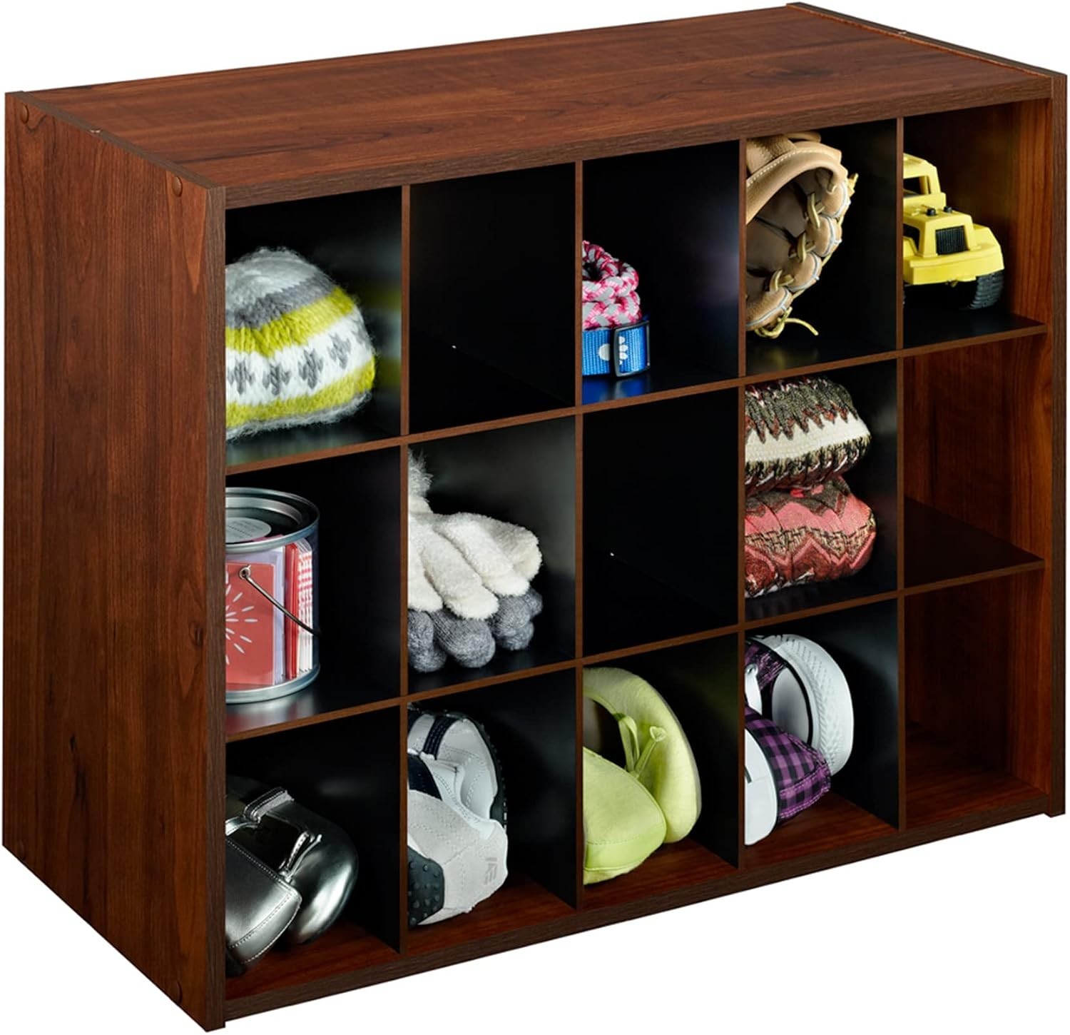 Space-Saving 15 Cube Organizer in Dark Cherry – Easy Assembly & Stylish Design