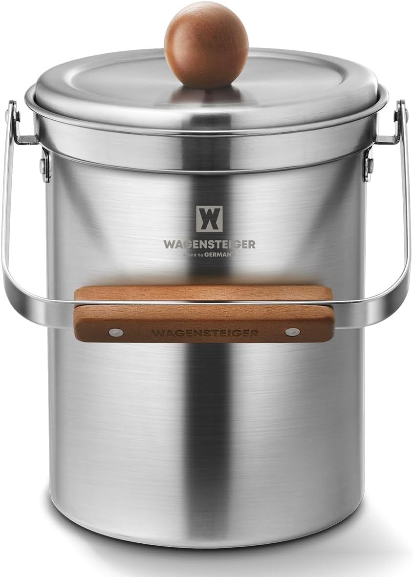 Mint Green 3L 101 Ounce Stainless Steel Countertop Compost Bin Handle