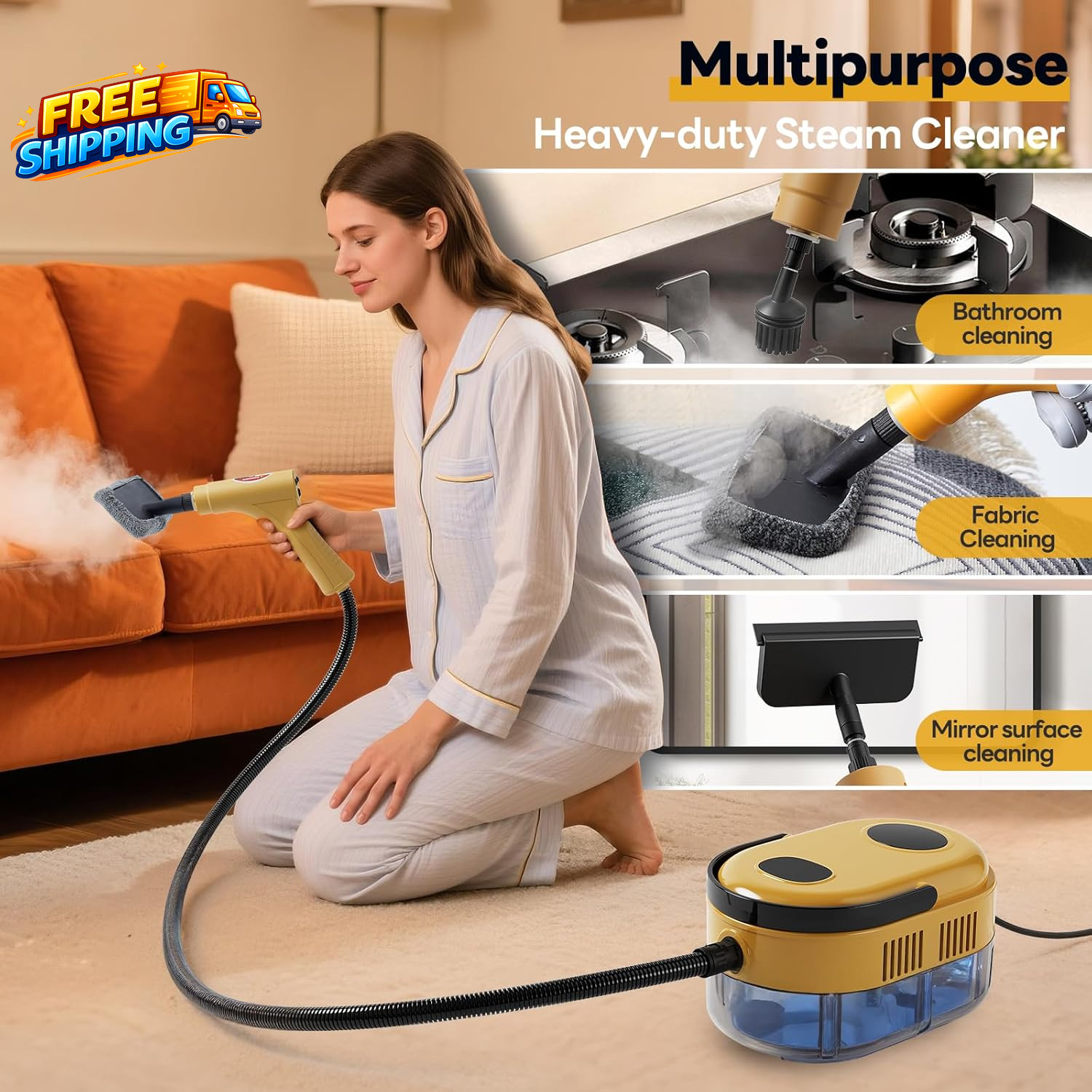 Handheld Steam Cleaner 10S Fast Handheld Heating Steamer for Cleaning 15In1High