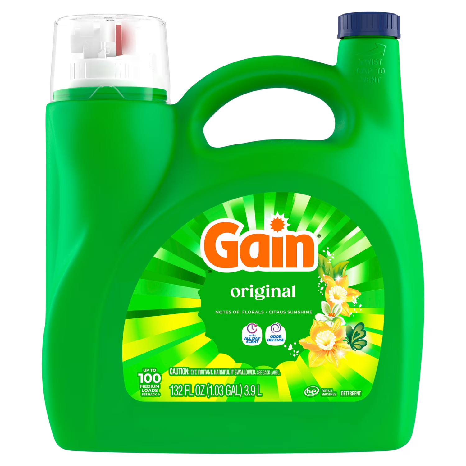 Gain Liquid Laundry Detergent Original 132oz 100 Loads HE, 2 Pack