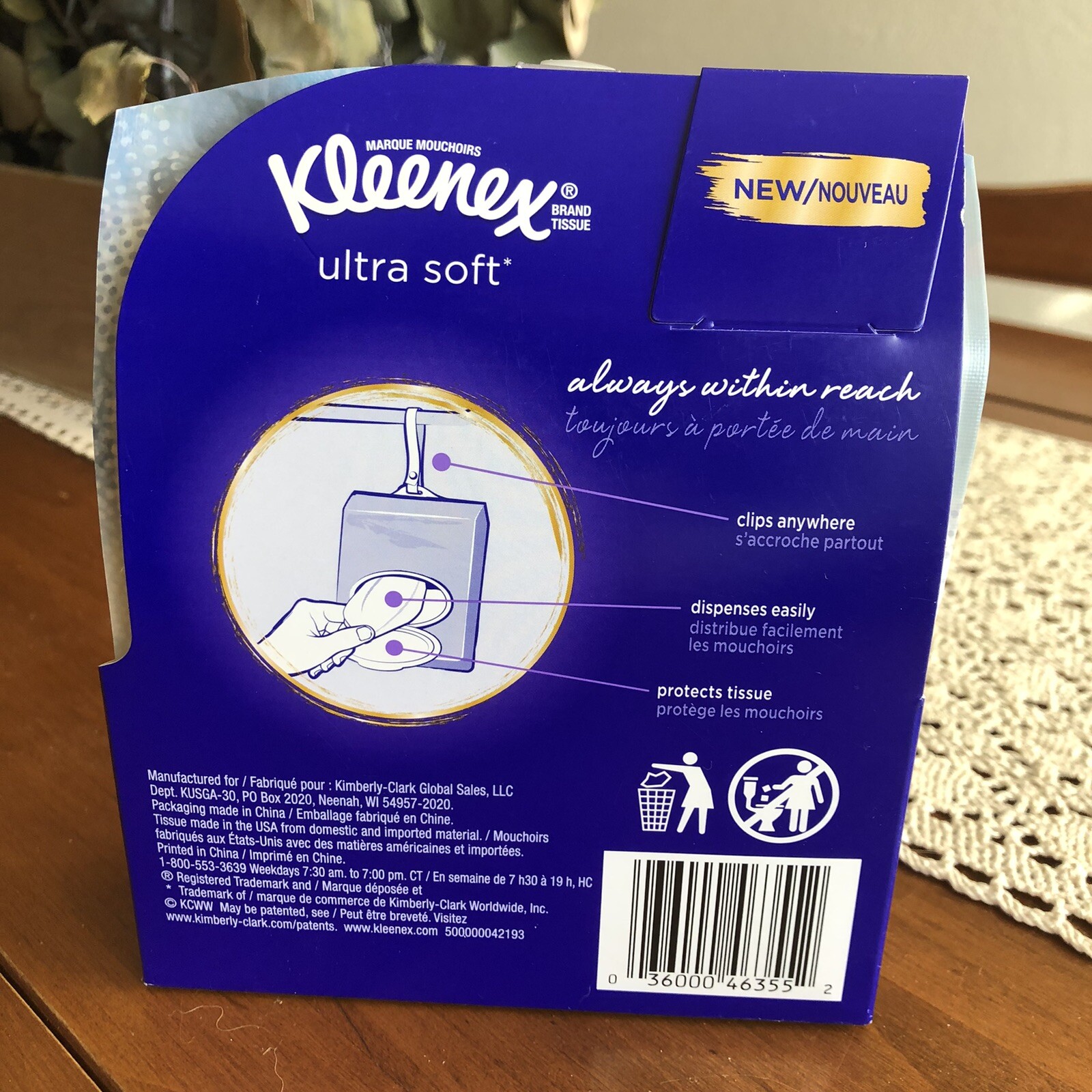 4-Pack Kleenex Tissues Go-Anywhere Packs w/ Strap, Car, Auto, Office, Travel
