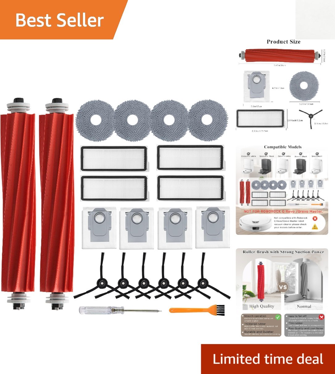 Roborock Qrevo S/Plus/Pro/MaxV 22-Pack Accessory Set – Filters, Brushes & More