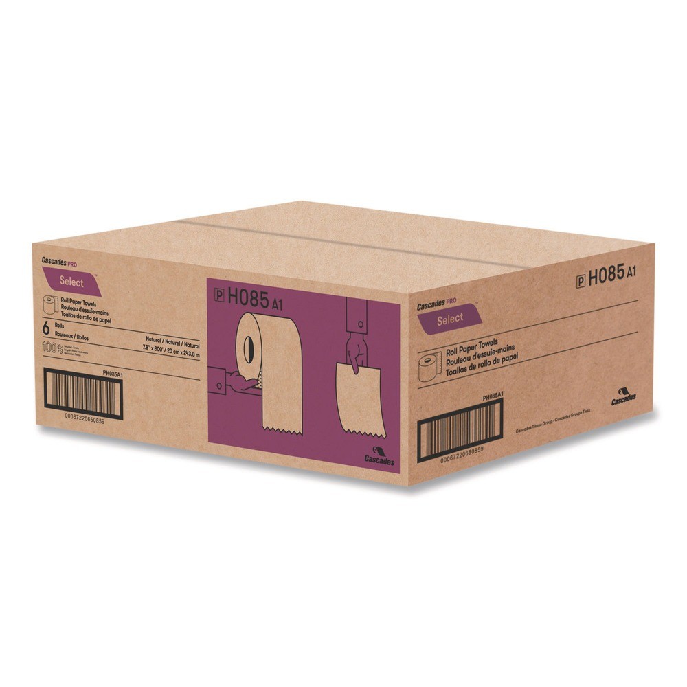 Cascades PRO H085 7.9 in. x 800 ft. 1-Ply Paper Towels – Natural (6/Carton) New