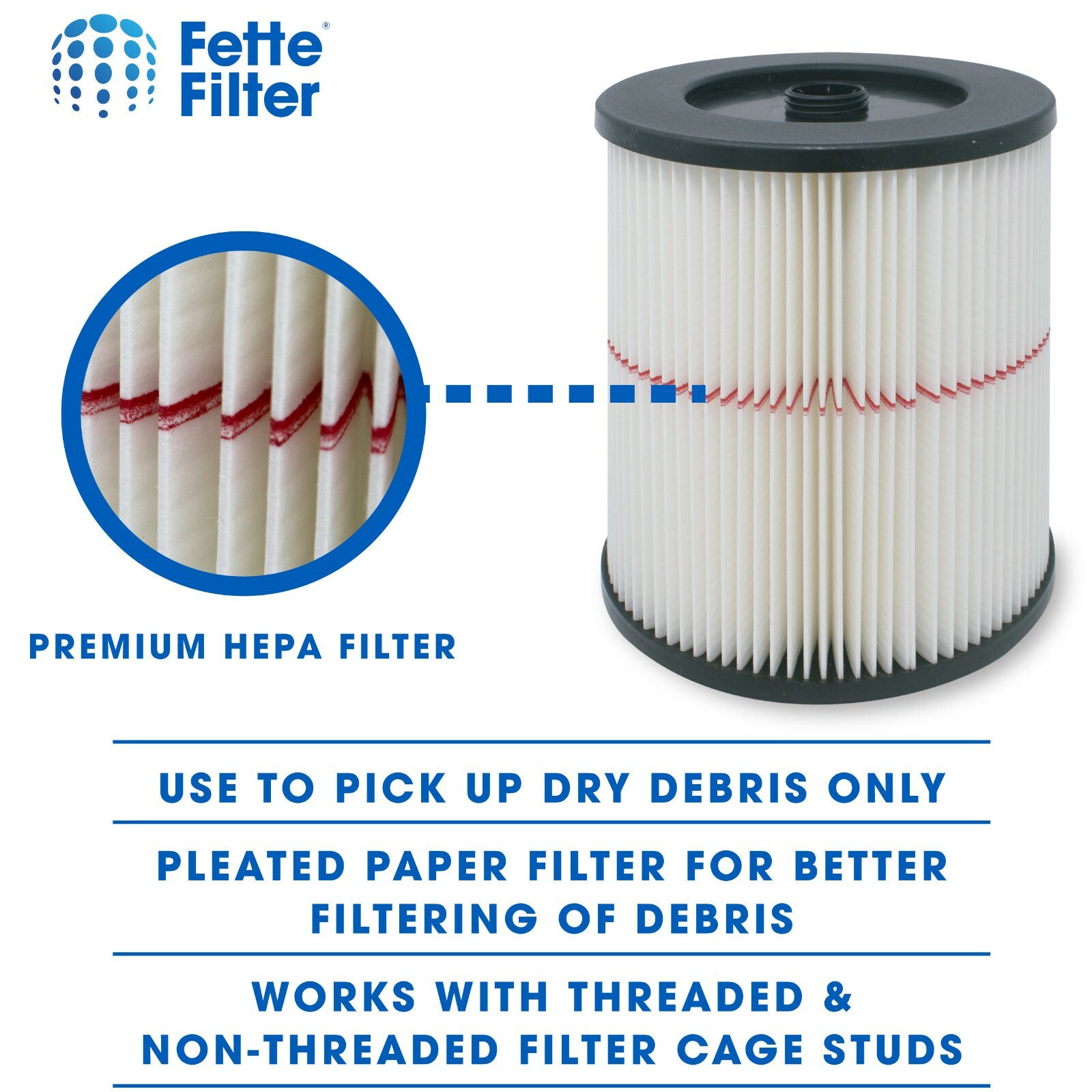 2 General Purpose Cartridge Filters Compatible with Craftsman Red Stripe Vacuums