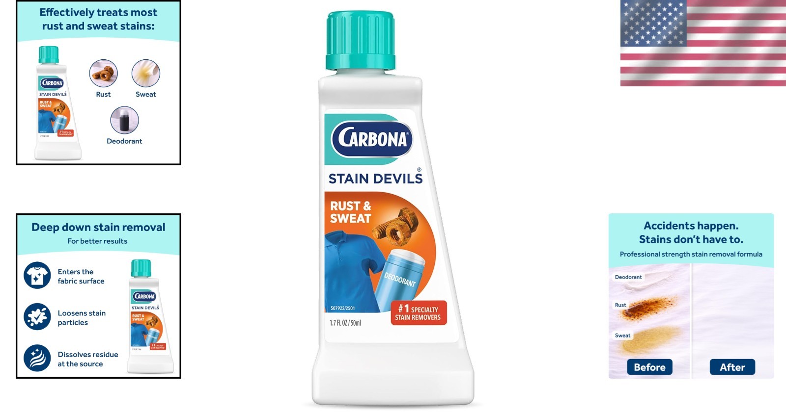 Stain Devils 1.7 Fl Oz – Targeted Rust & Perspiration Spot Cleaner for Fabrics
