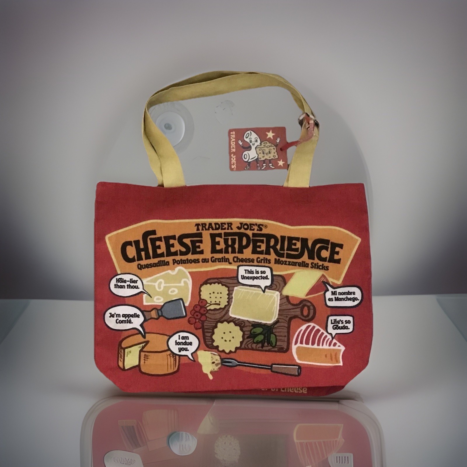 Trader Joe’s Foldable Reusable Shopping Bags Set of 2 Canvas Red Yellow Pop Art