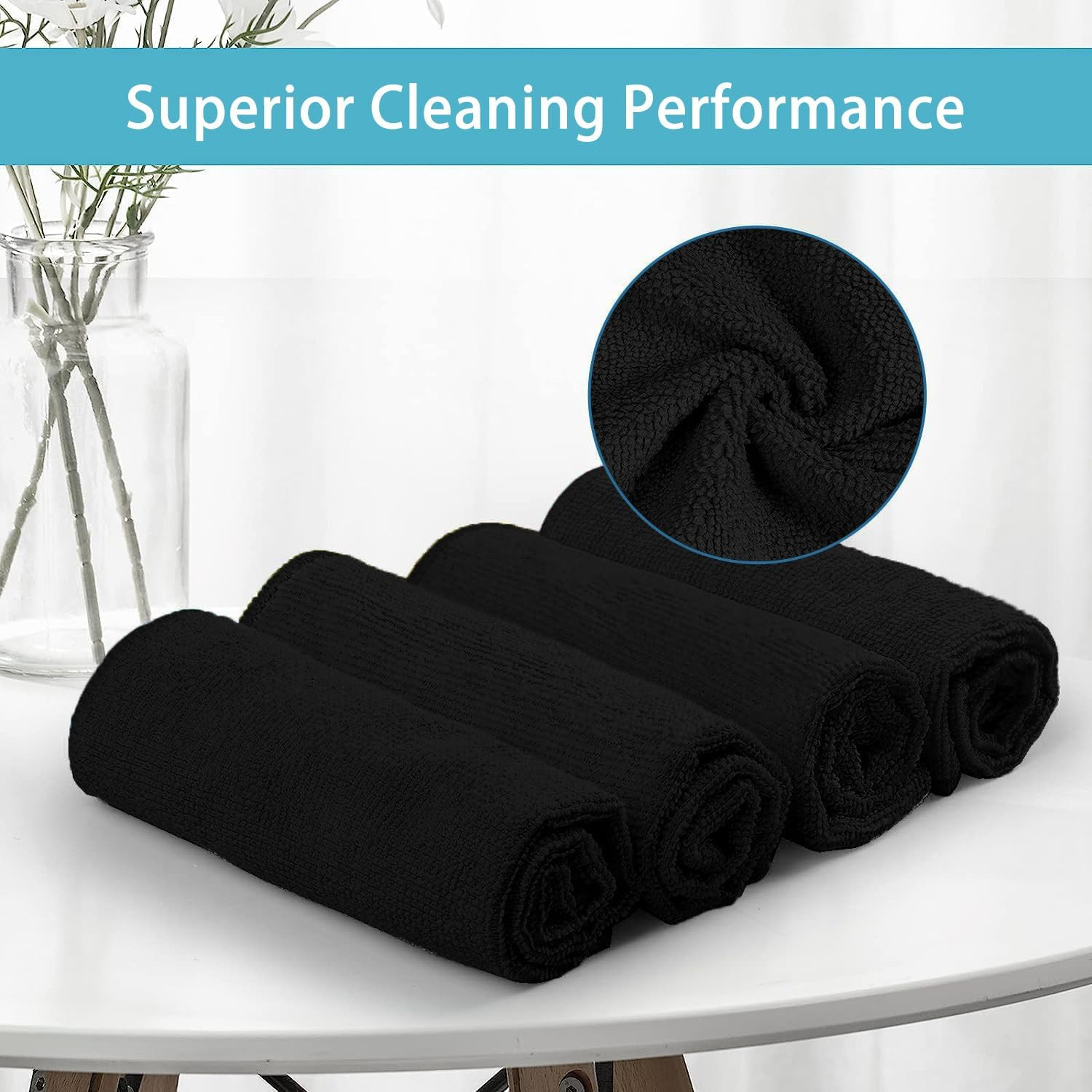 50PK Microfiber Cleaning Cloth, Cleaning Rag for Home, 11.5X11.5In | Reusable, L