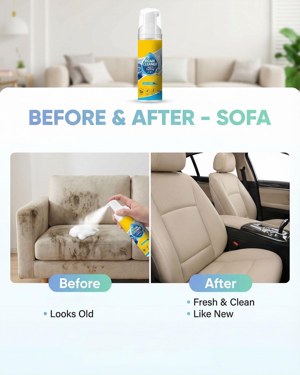 150ml Auto Go Foam Cleaner – Deep Cleaning Foam For Car Interior, Kitchen GreaCW