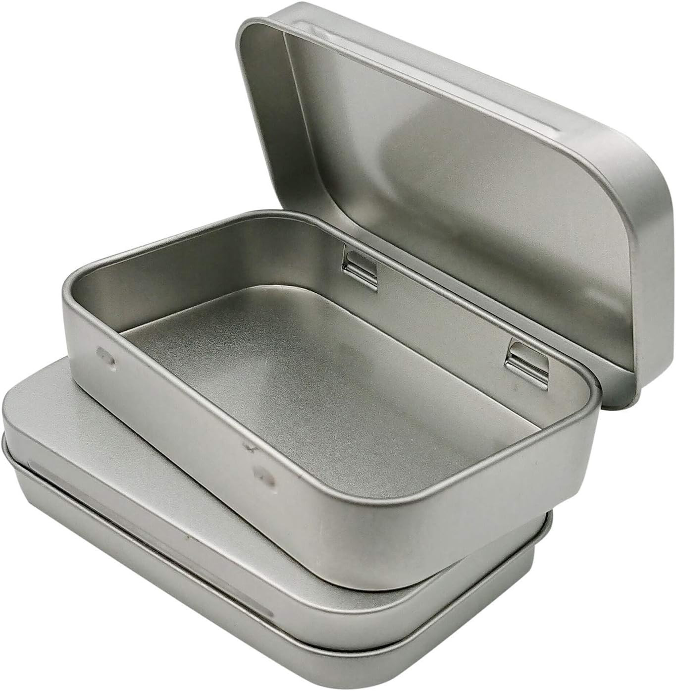 2 Pcs Metal Hinged Tin Box Container Mini Portable Small Storage