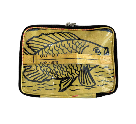 Fair Trade Fish Feed Bag Recycled Cosmetic Case or Lunch Box from Cambodia