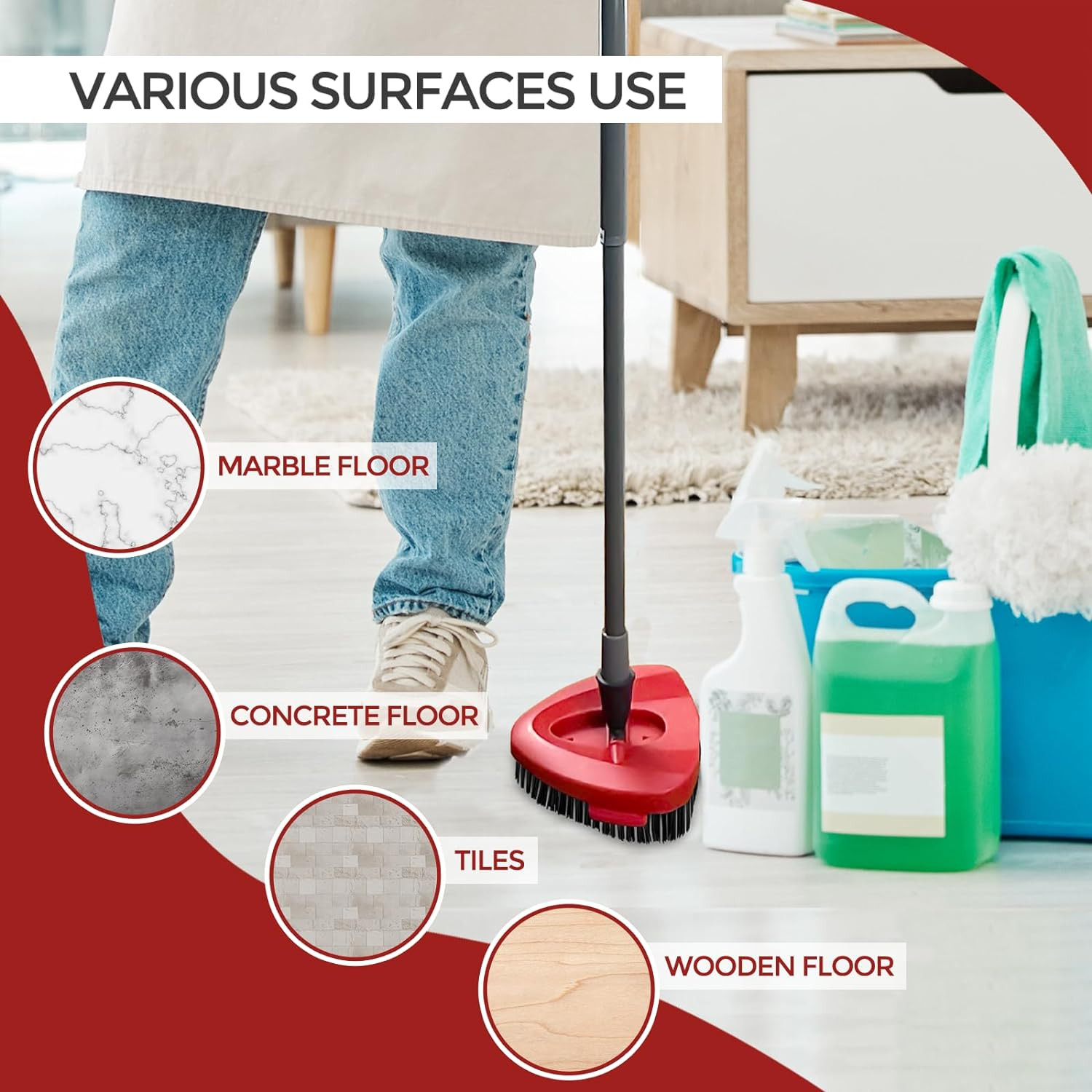 Scrub Brush, 2 Pack Spin Mop Scrub Brush Head Compatible for O Cedar Easywring