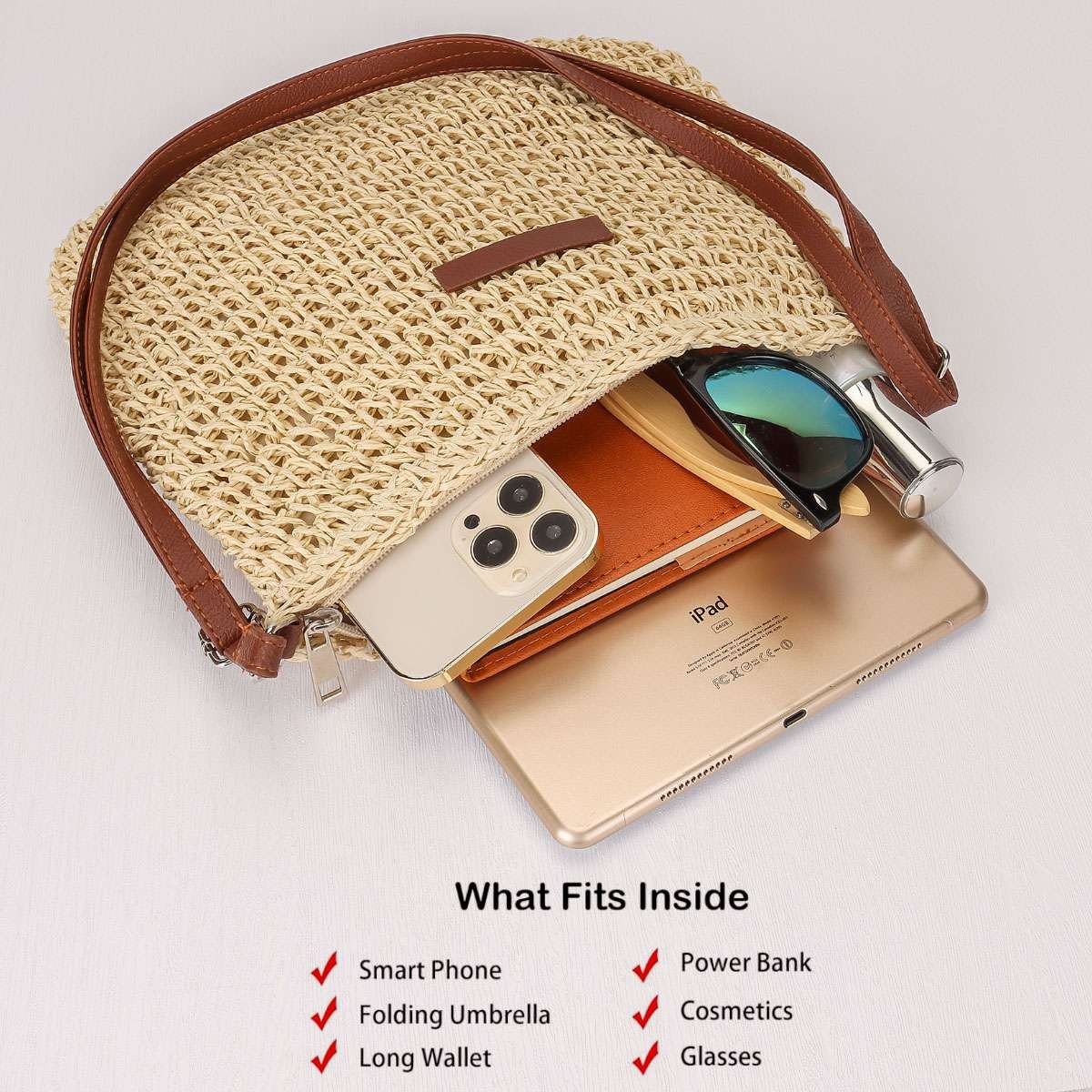 Summer Straw Crossbody Bag Women Beach Woven Shoulder Handbag Purse Boho Tote US