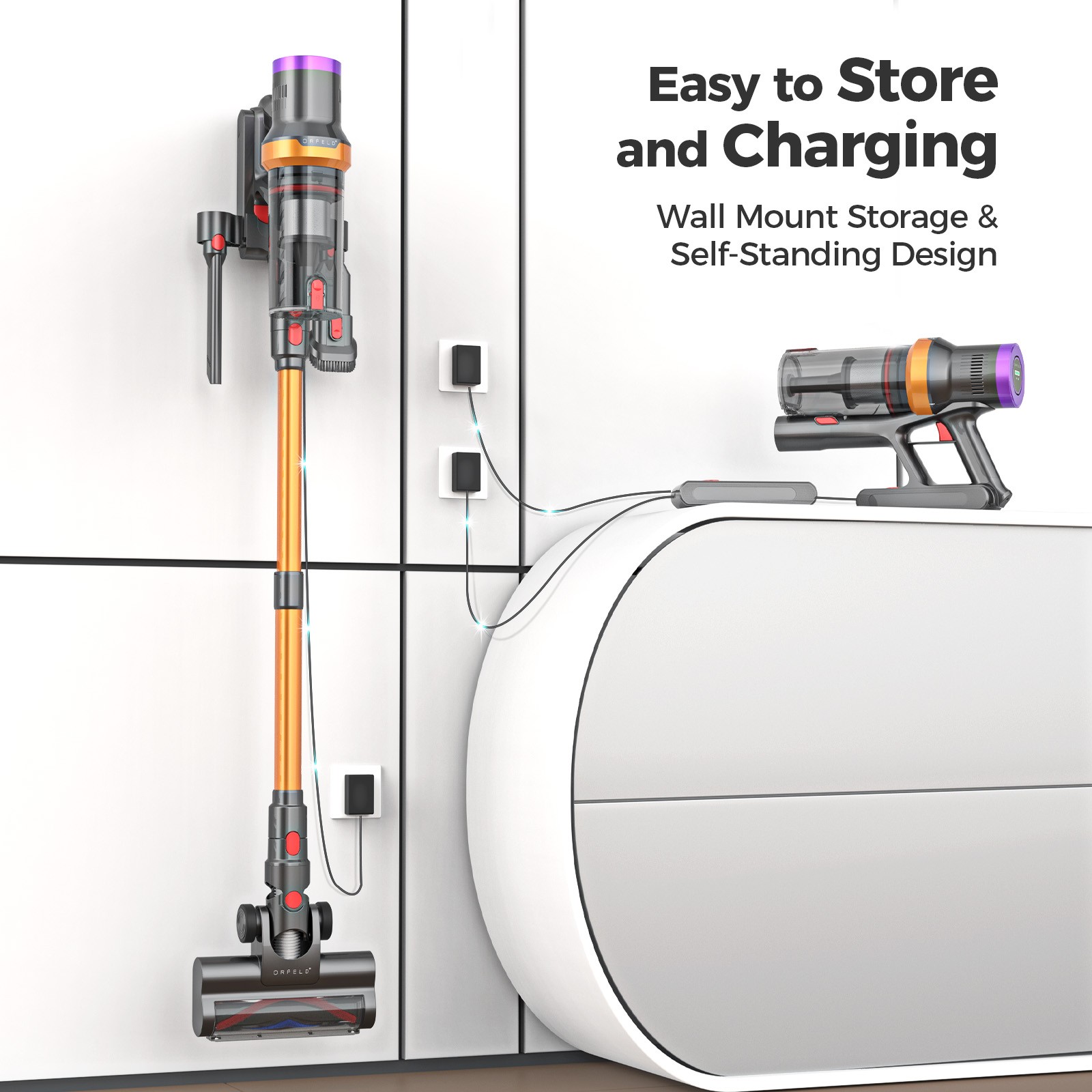 Cordless Vacuum Cleaner Stick Floor Vacuum 45min 45KPA Lightweight Rechargeable