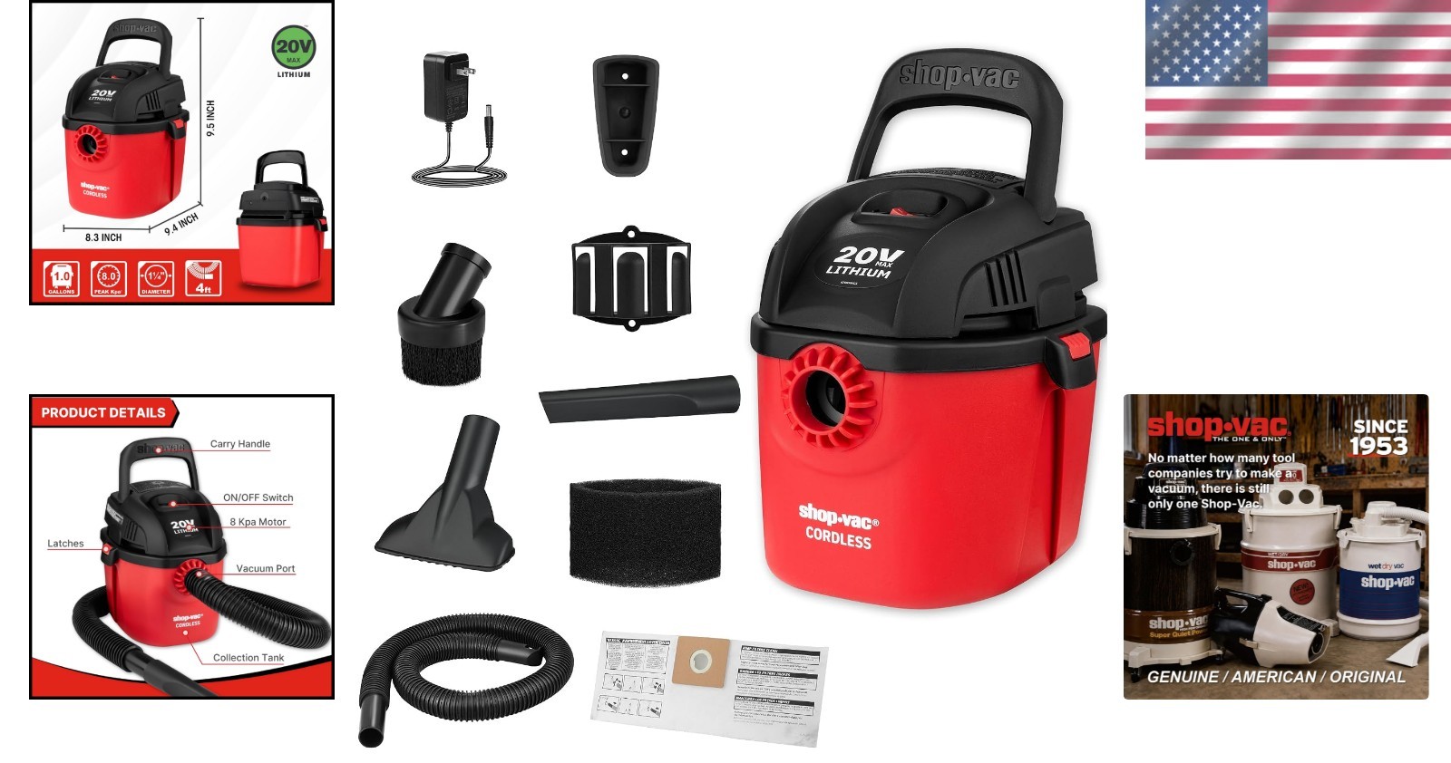 1 Gallon Cordless Wet/Dry Vac with 3-in-1 Functionality – Lightweight & Powerful