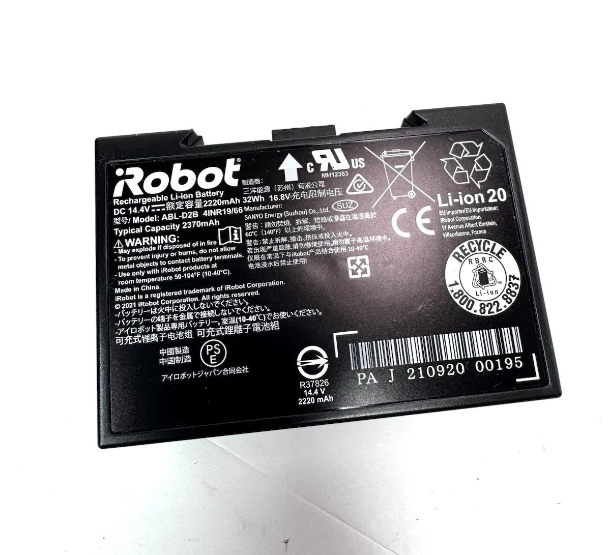 OEM Roomba High Capacity Lithium Battery ABL-D2b j7 i6 i3 i7+ i8 j5 i5