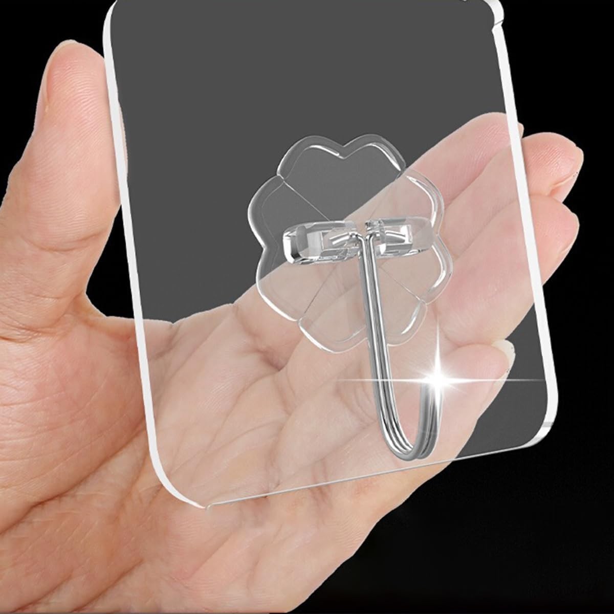 1Pcs Adhesive Hooks Transparent Waterproof Utility Hooks for Bathroom Kitchen