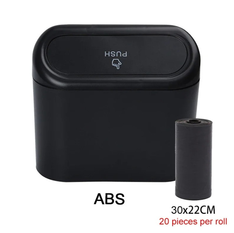 1set Mini Car Trash Can with Lid & Garbage Bags Leak-proof Mini Car Accessories