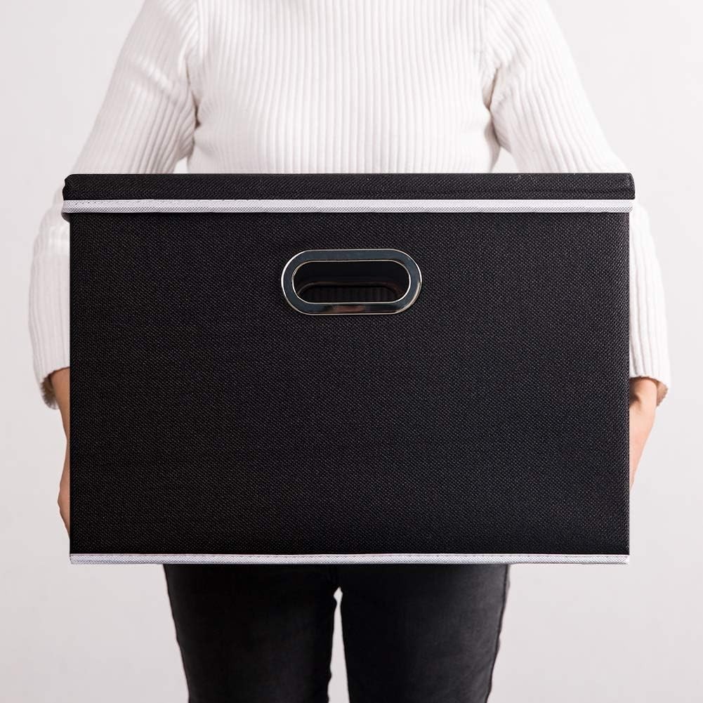 Versatile Large Storage Boxes – 37L Capacity Minimalist Design in Black [5-Pack]