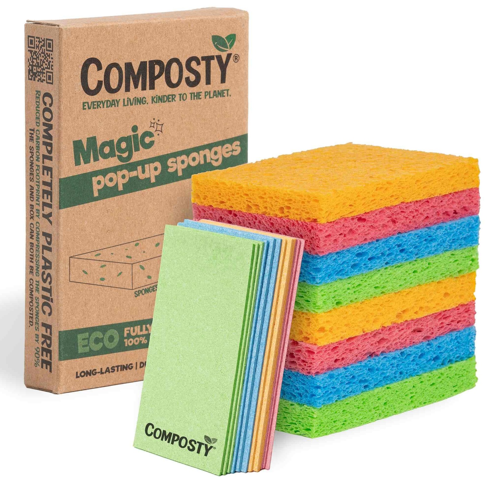 Pop-Up Compostable Sponges 12-Pack – Eco-Friendly Biodegradable Cellulose Kit…
