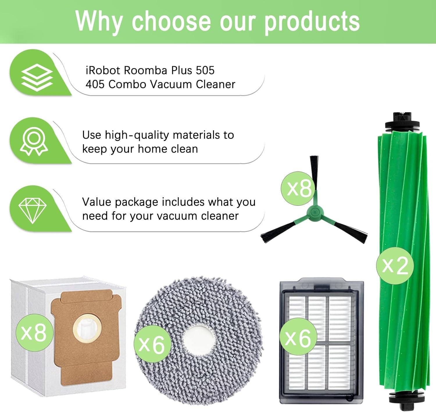 Replacement Parts Accessories Kit for Irobot Roomba plus 505 Combo 405 Combo Rob