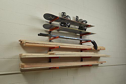 6 Shelf Lumber Storage Rack Wall-Mounted Steel Wood Pipes Rack 660LB New