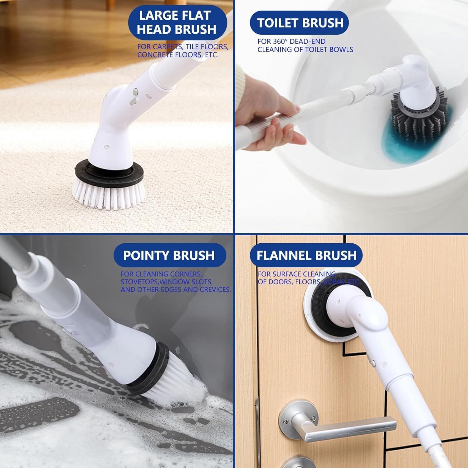 Electric Cleaning Scrubbers- Cleaning Brush with 6 Replaceable Brush Heads