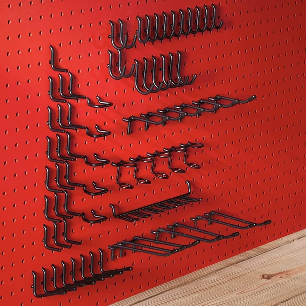 70 PCS Extra Thick Black 1/4 Inch Pegboard Hooks Heavy Duty Tool Organization