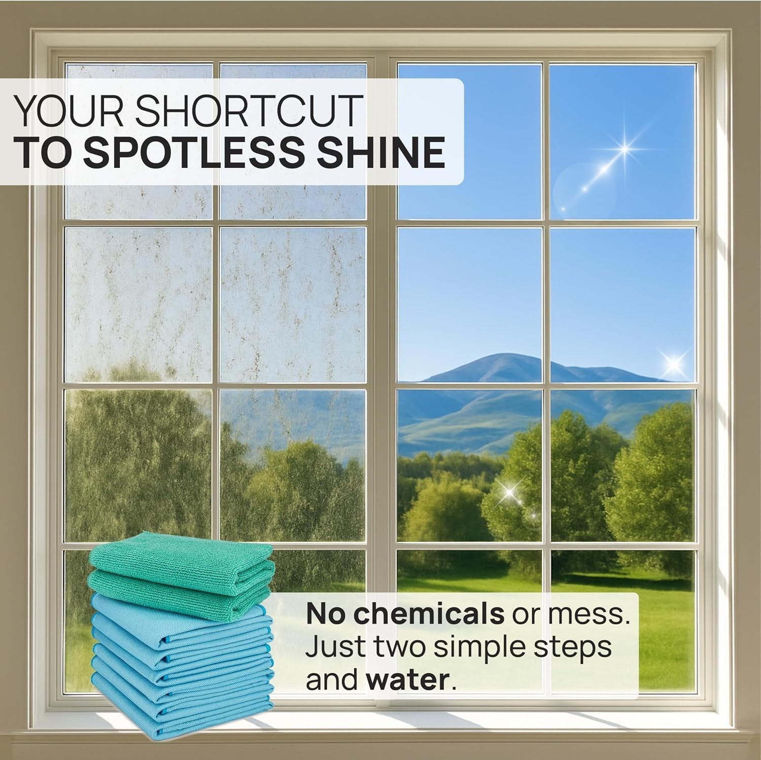 Claro 2 Step Glass Cleaning Cloth 8-Pack – Green Wet & Blue Dry Microfiber To…