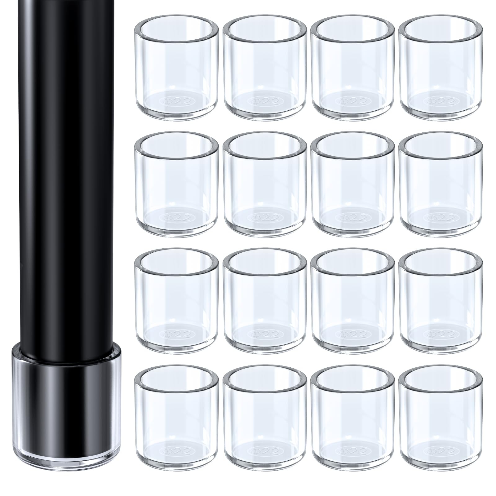 HNYYZL 7/8 Inch Chair Leg Tips Rubber 16PCS, Folding Feet 7/8, Clear