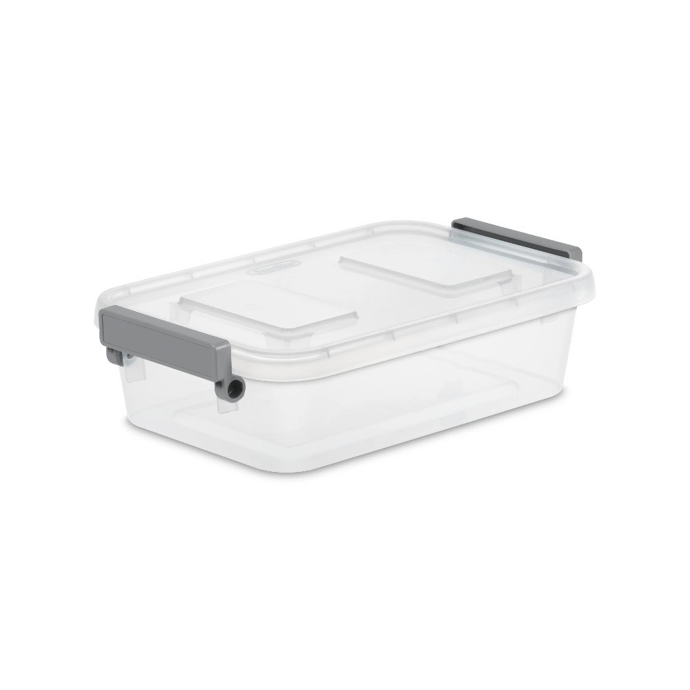 2-Pack Modular 2.7 Quart Latching Storage Bins with Write-On Lid, Clear Plastic