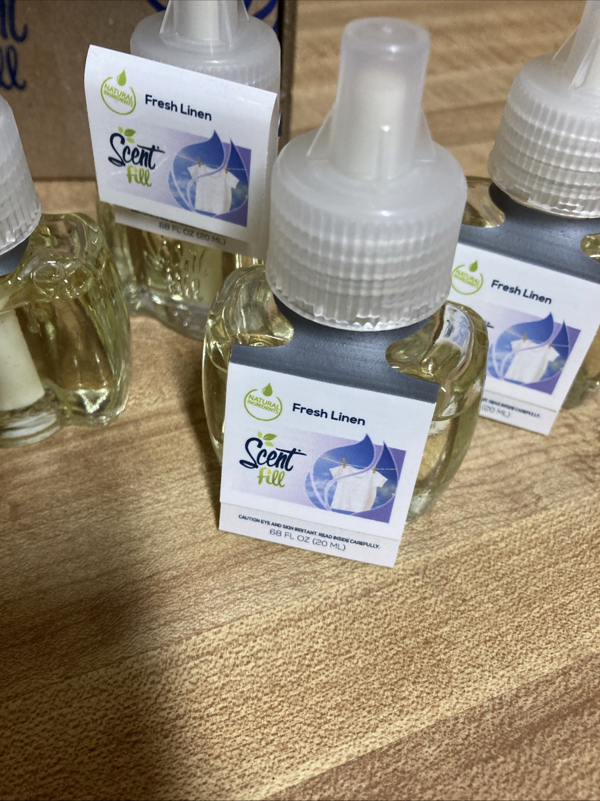 4 Pack Scent Fill Fresh Linen Scented Oil Refills .68oz Each New