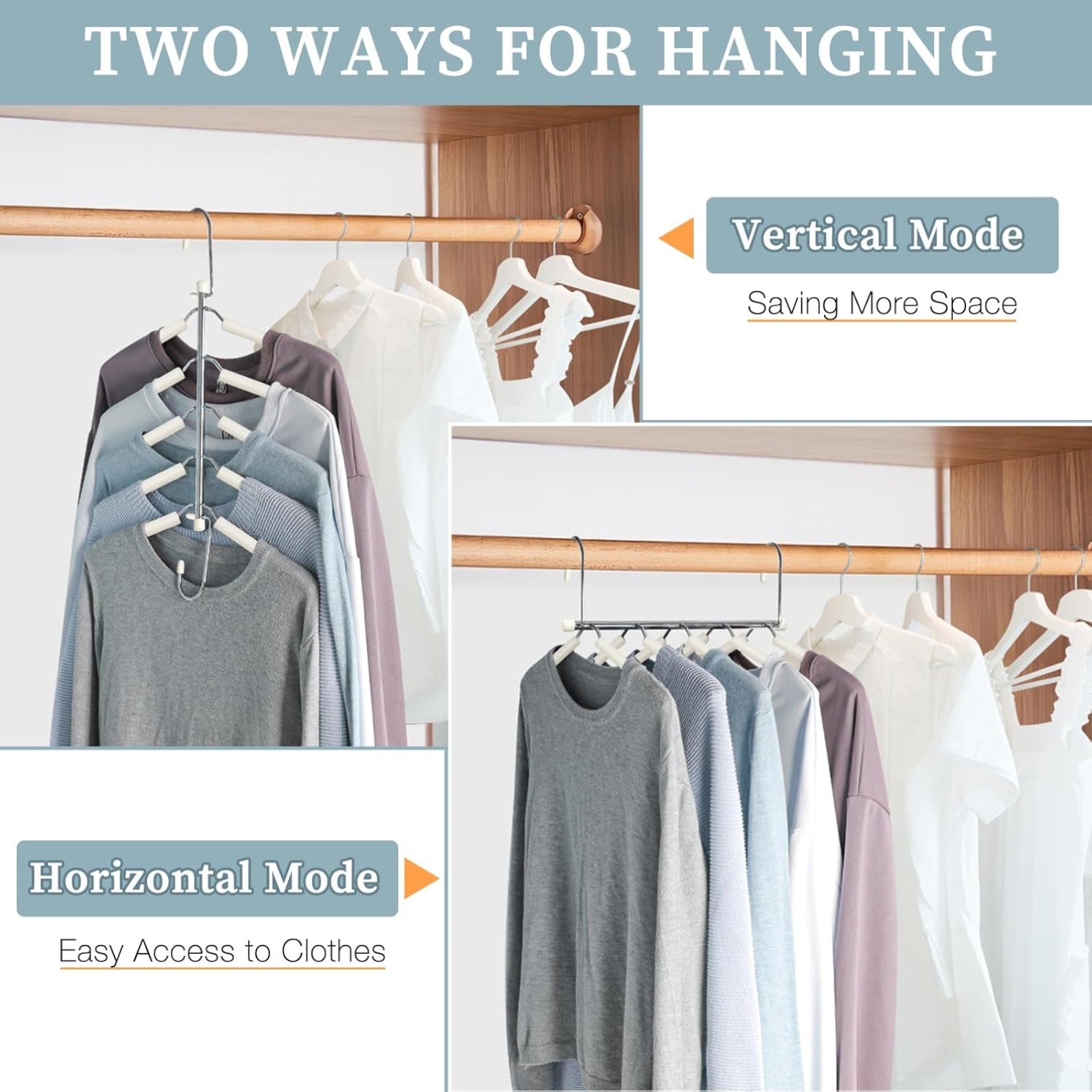 4 Pack Clothes Hangers Space Saving Shirt Organizer,Non Slip Multi Shirt Hangers