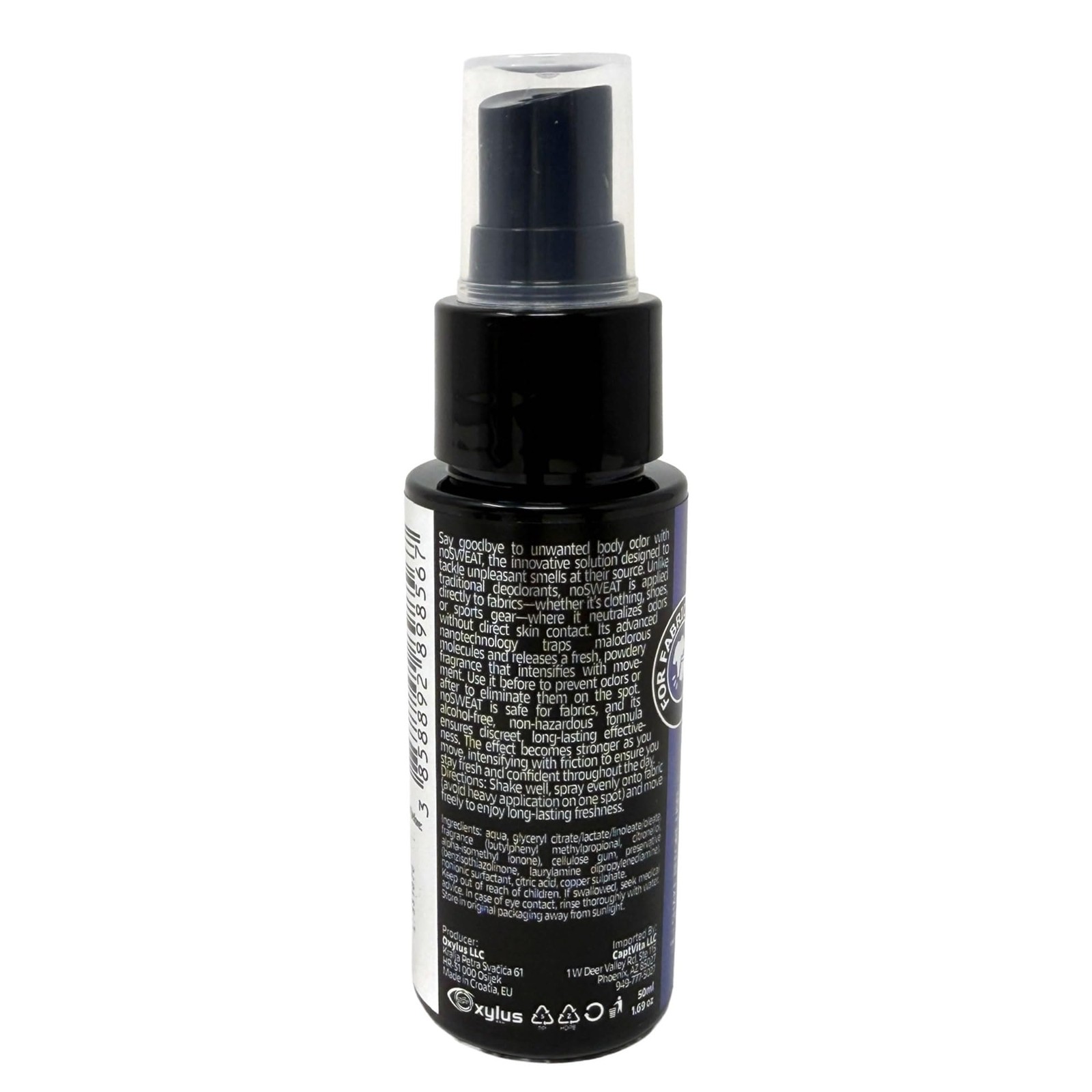 Long-Lasting Sweat & Body Odor Control Fabric 1.7 Fl Oz (Pack of 1), Black