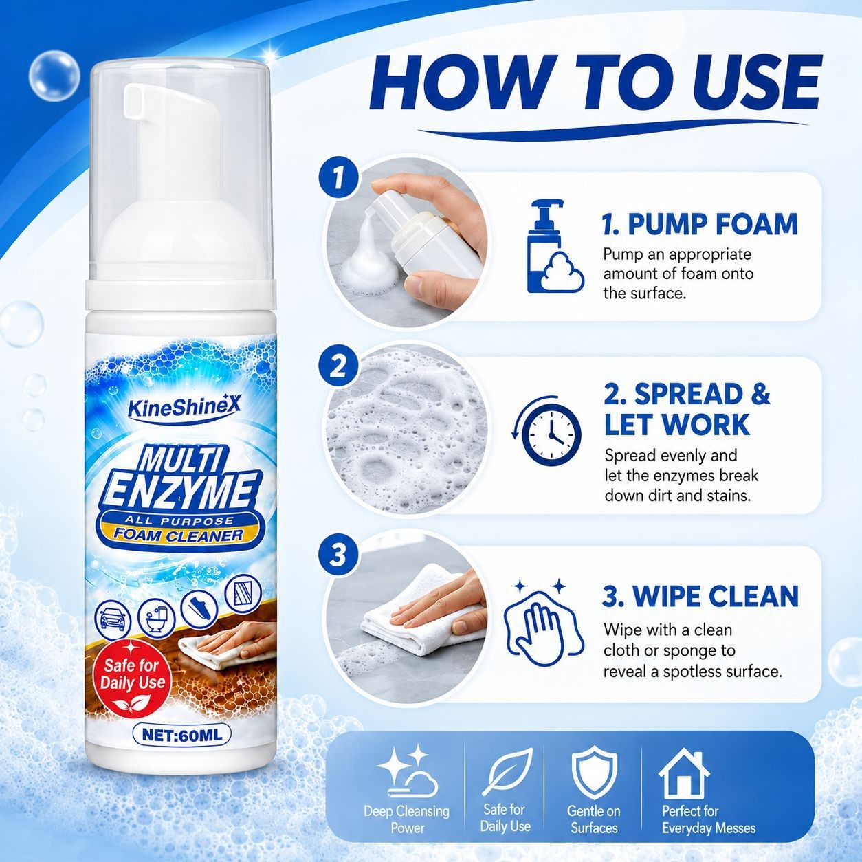 EaseHub Multi Enzyme Cleaner, Easehub Multi-Enzyme All Purpose Foam Cleaner