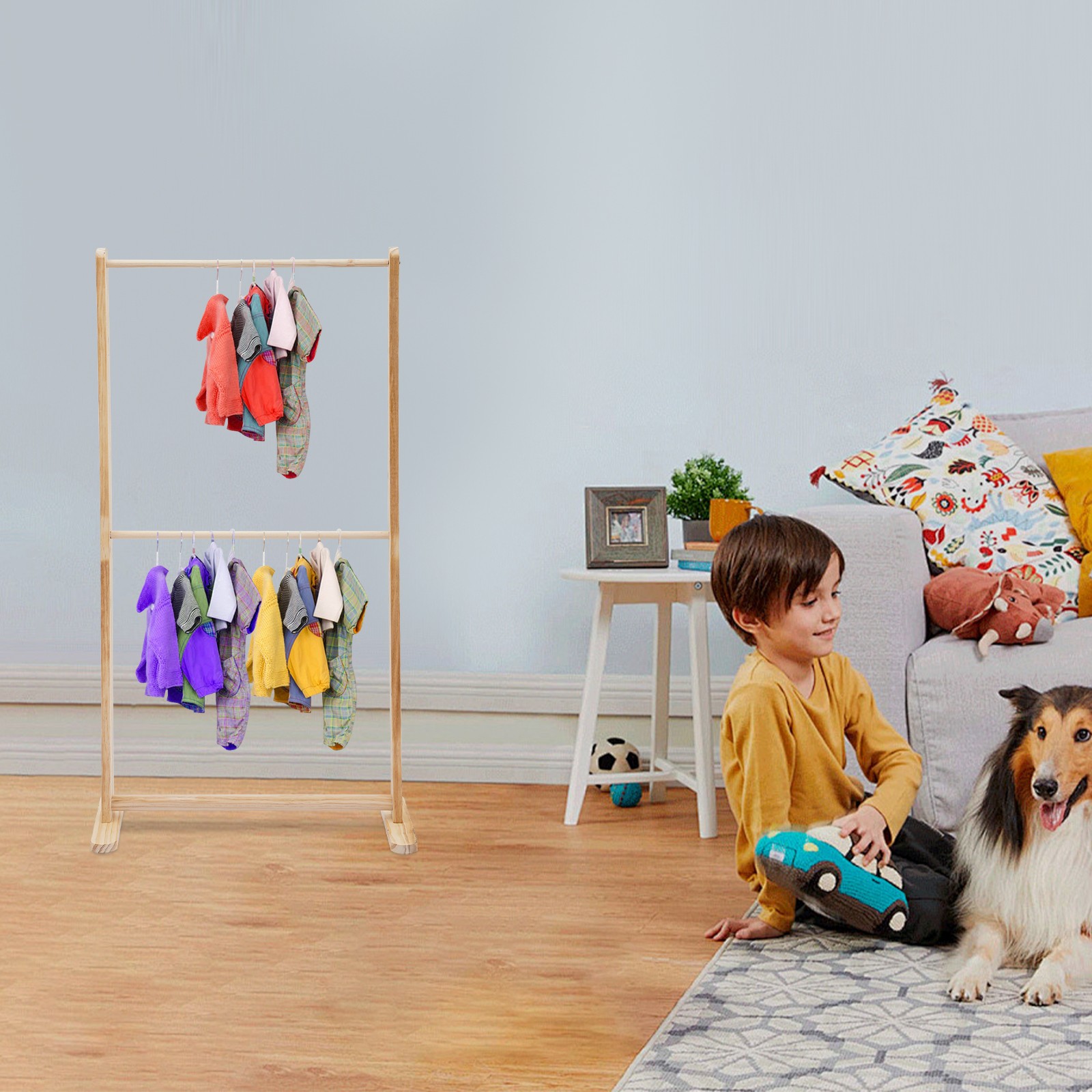 2 Tiers Pet Clothing Display Stand Dog Clothes Storage Rack Cat Garment Stand