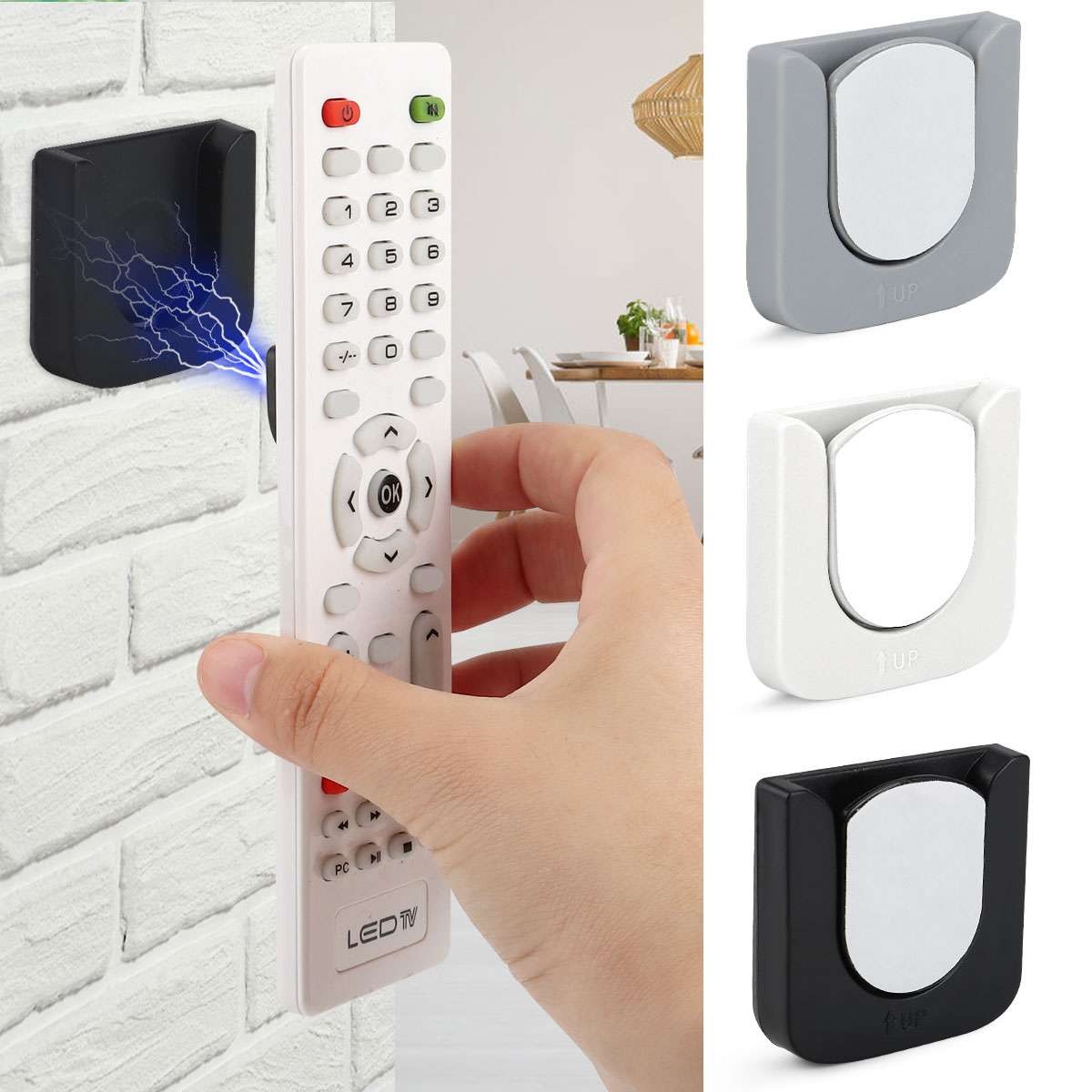 2in1 Set Remote Control Holder for Wall Magnetic Self-Adhesive Remote Organizer