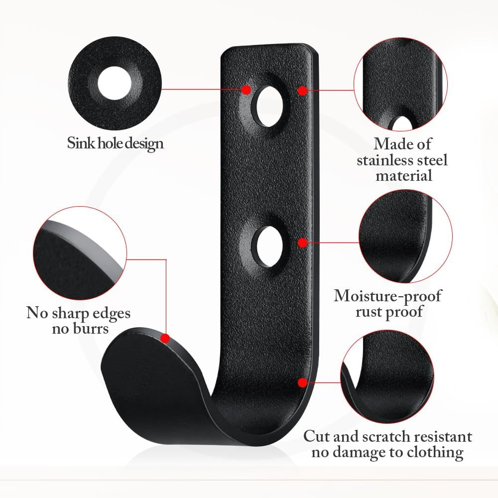 25 Pack U Shaped Wall Hooks for Hanging Coats Bags and Keys, Single Robe & Towel