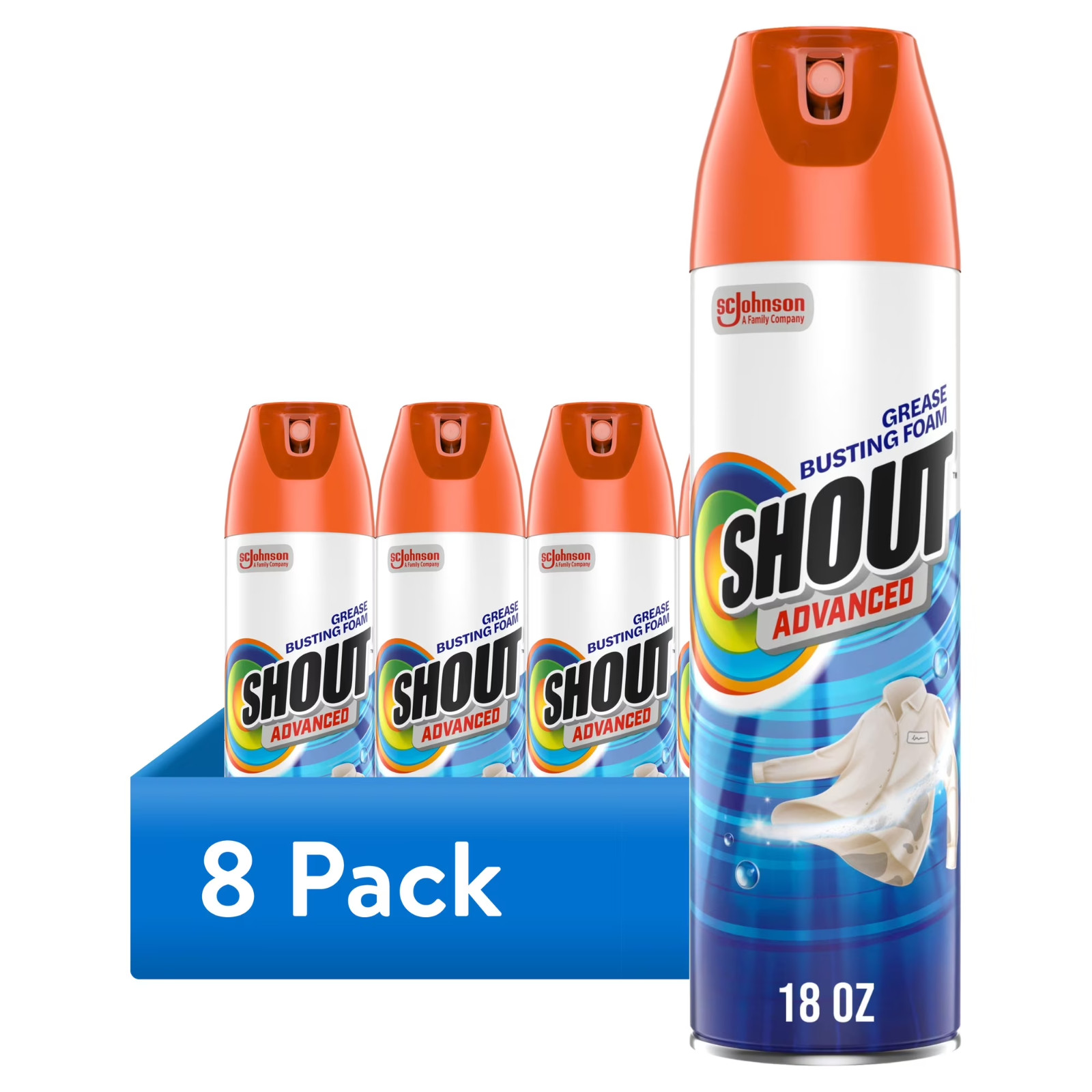 Shout Advanced Grease Busting Foam, Laundry Stain Remover for Oil and 18oz Can