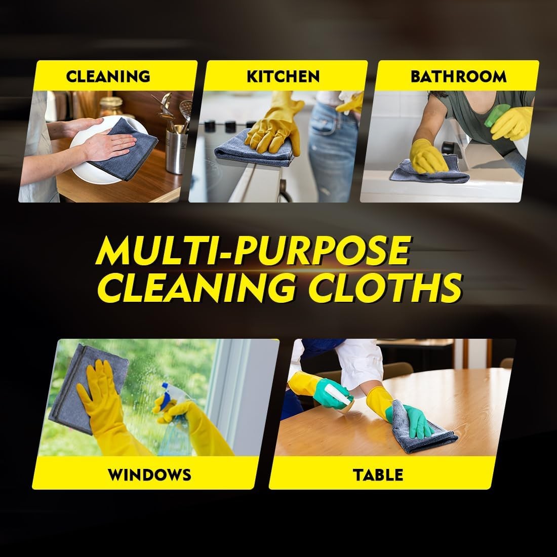 Grey Microfiber Cleaning Cloth 50 Pack, 12.5 x 12.5 inch Microfiber Towels for