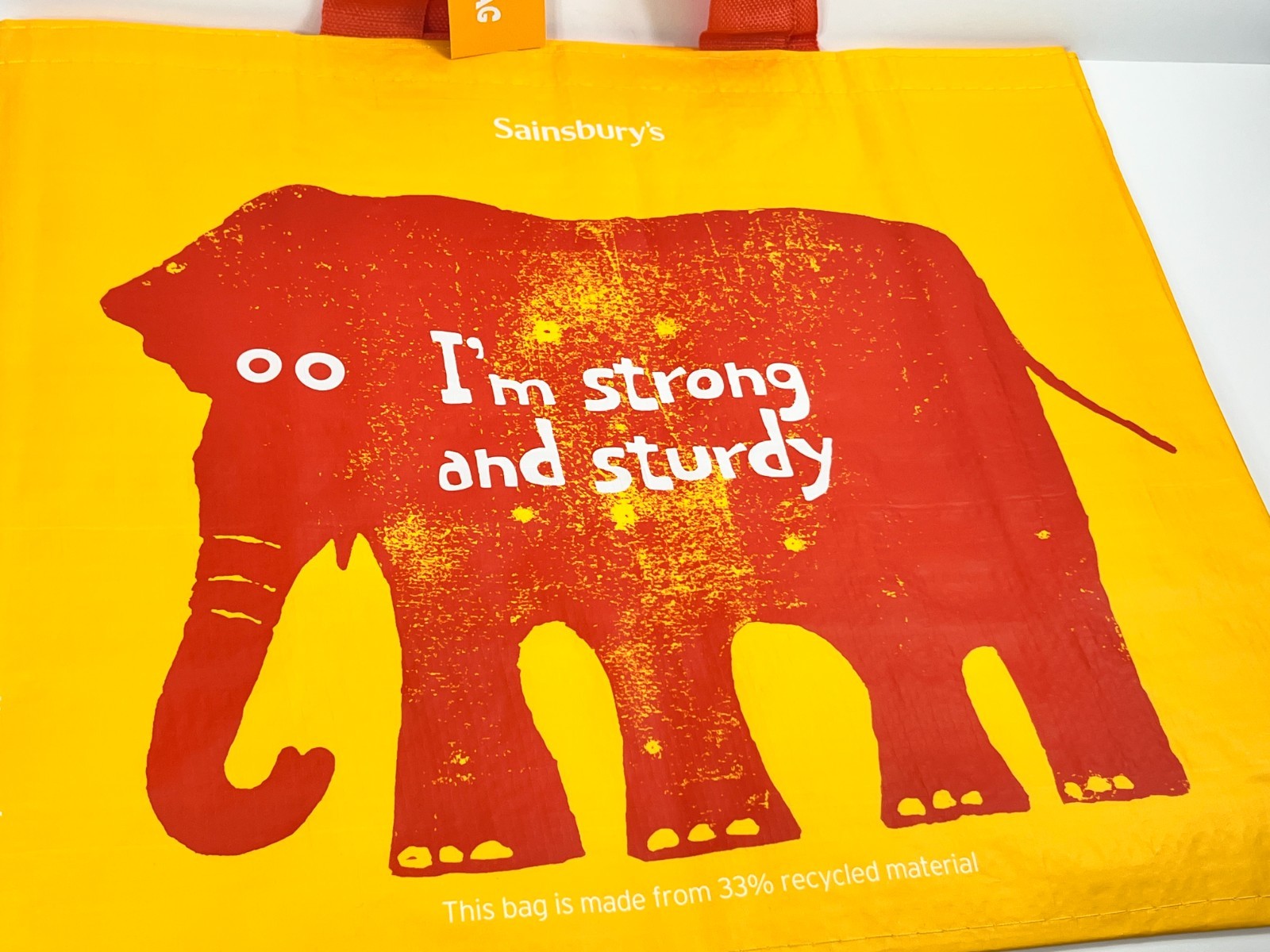 Sainsburys Elephant Tote Reuseable Shopping Bag Orange Yellow UK British Shopper