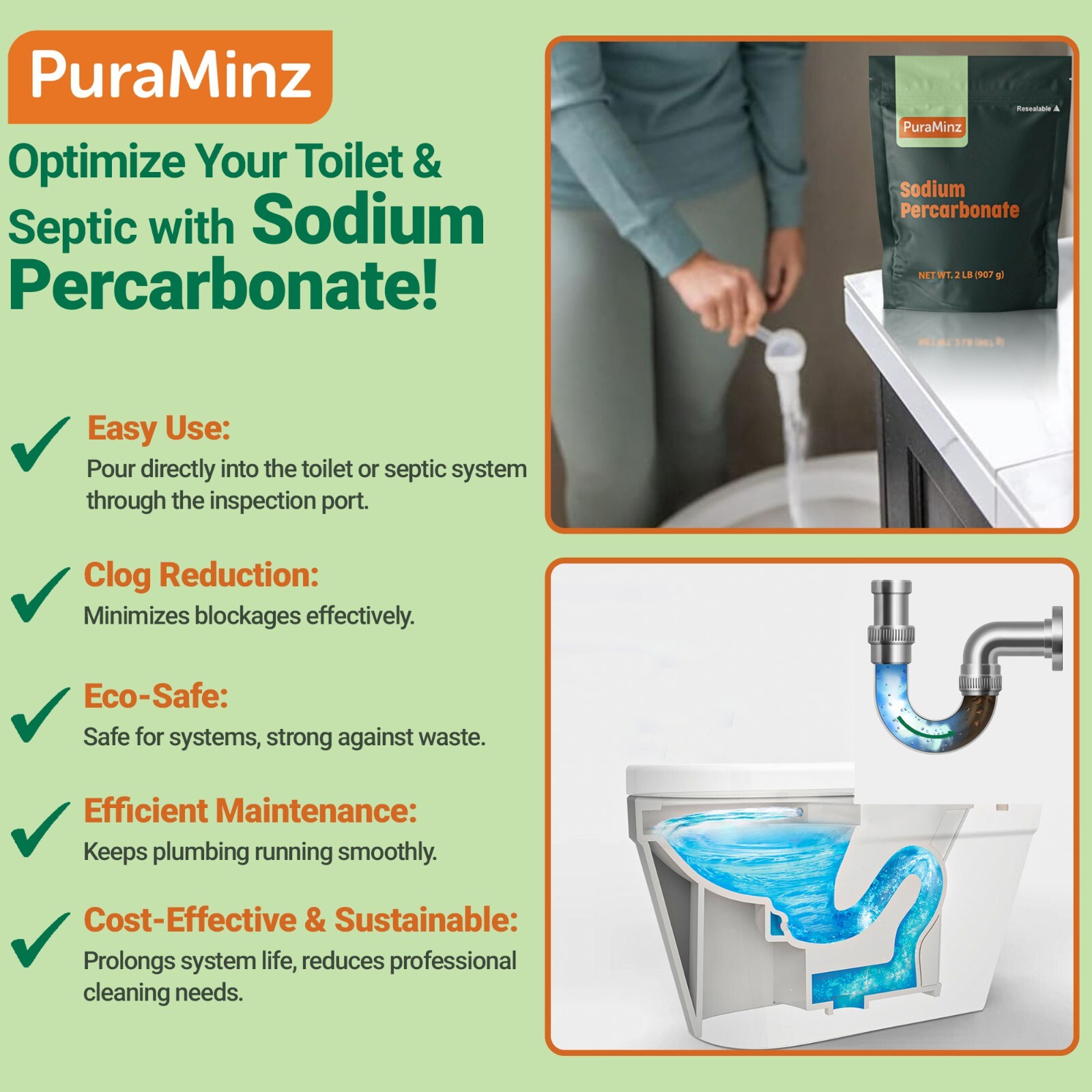 Sodium Percarbonate – 2 lbs- Multi-Purpose Cleaner, Color Safe Oxygen Bleach