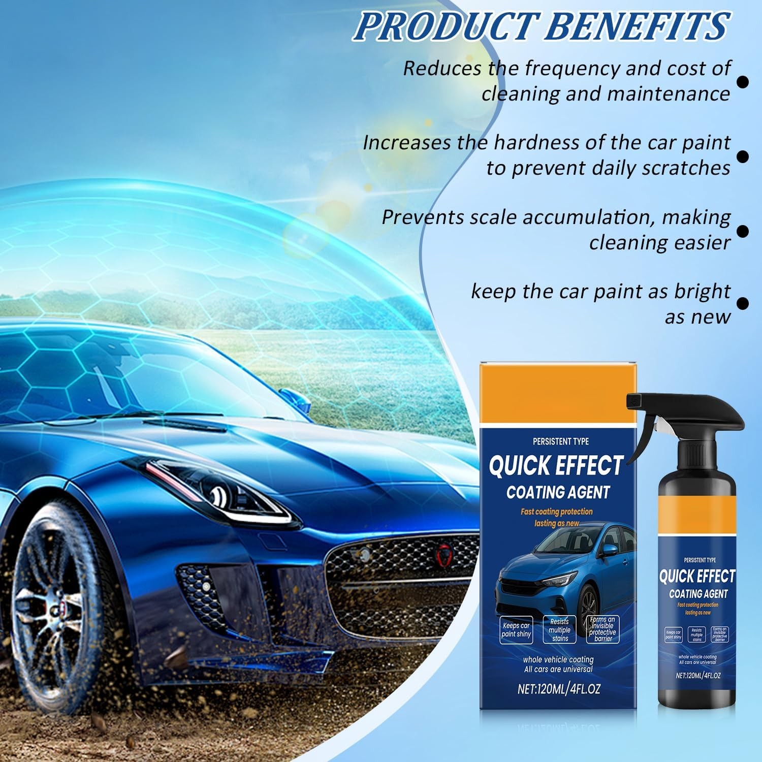 2PCS Car Coating Spray,Quick Effect Coating Agent,Car Scratch Wax Polish Spray