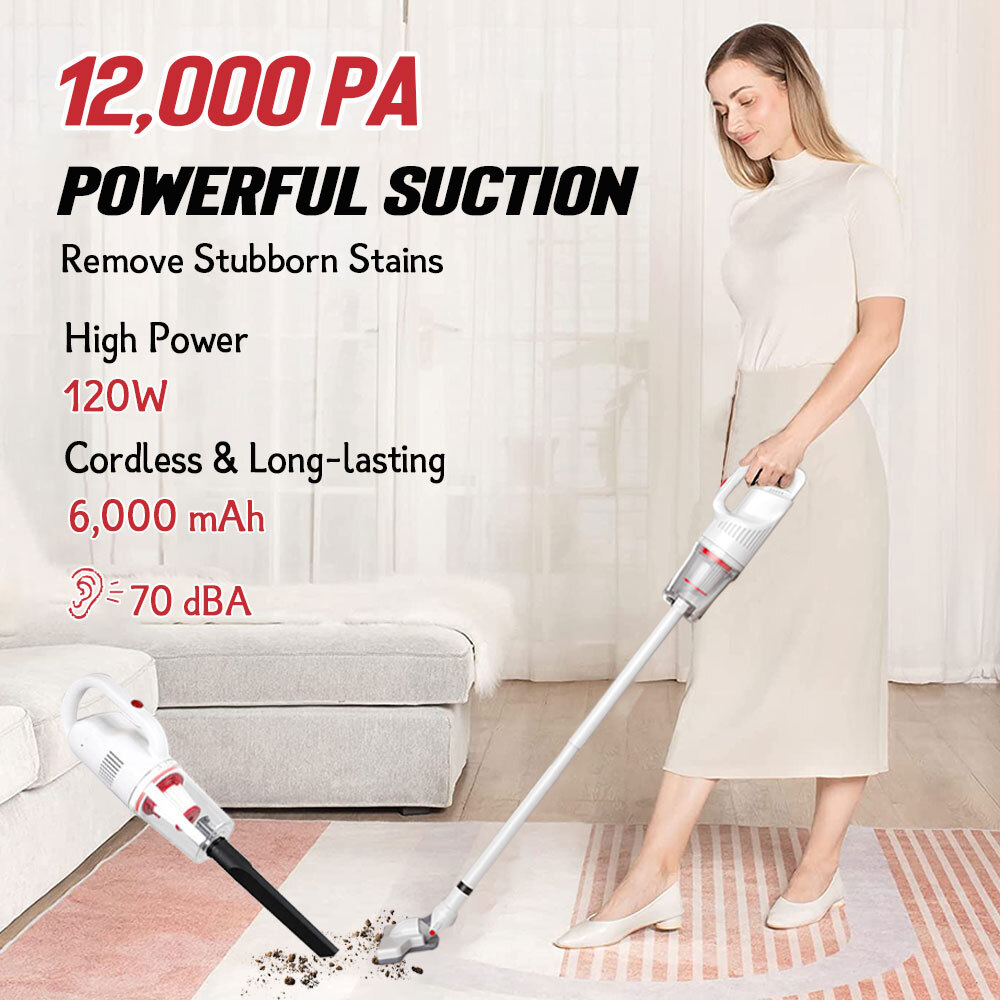 12000 PA ! Home Cordless Stick Vacuum Cleaner Handheld Suctioning & mopping 120W