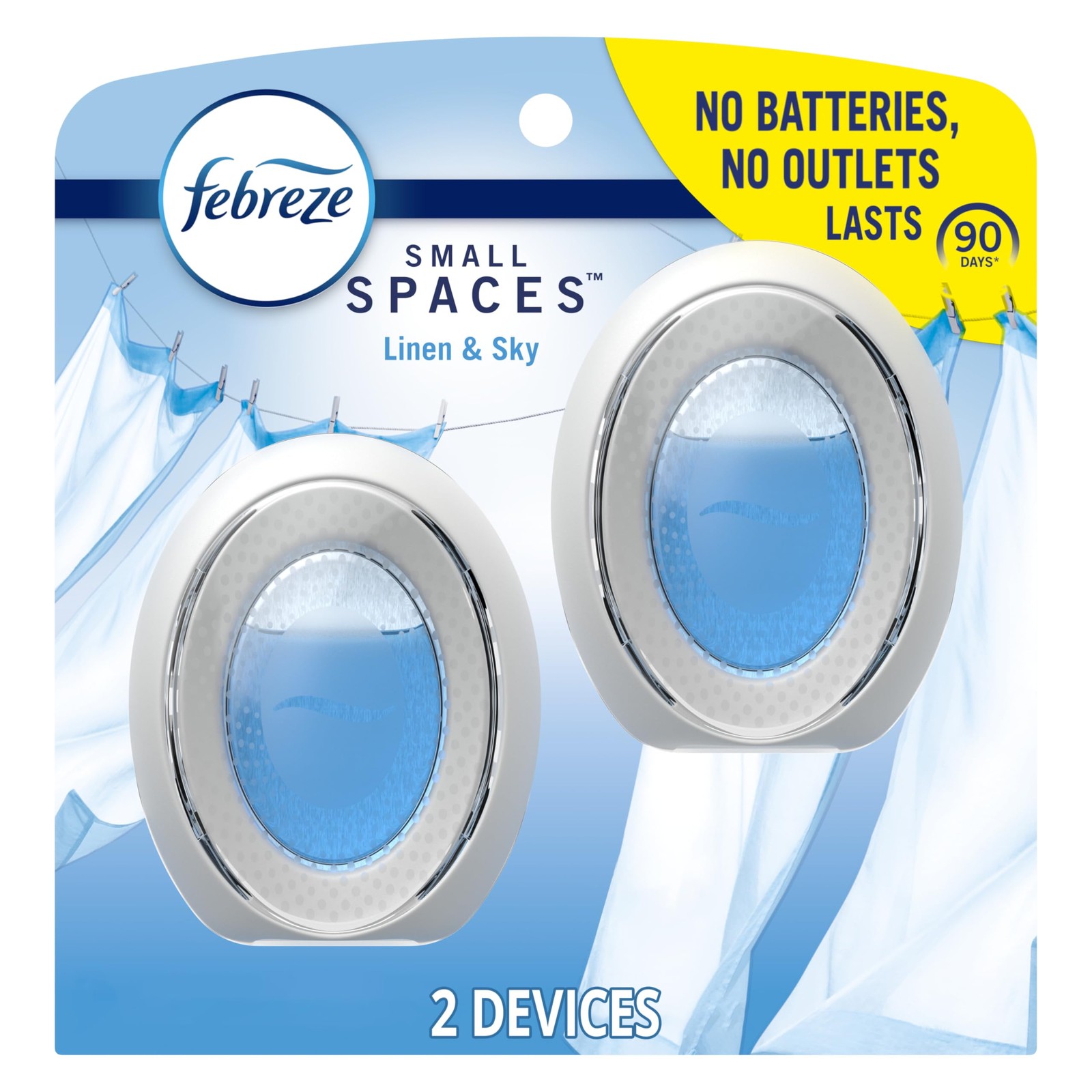 Febreze Small Spaces Air Freshener Linen Sky Odor Eliminator 0.5 Fl Oz 45 Days