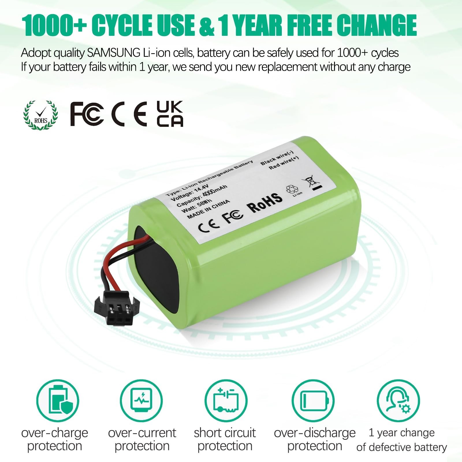 14.4v Battery Ecovacs Deebot N79 N79S 500 DN622 Eufy 11 11S 15 15C 15S 25C 30