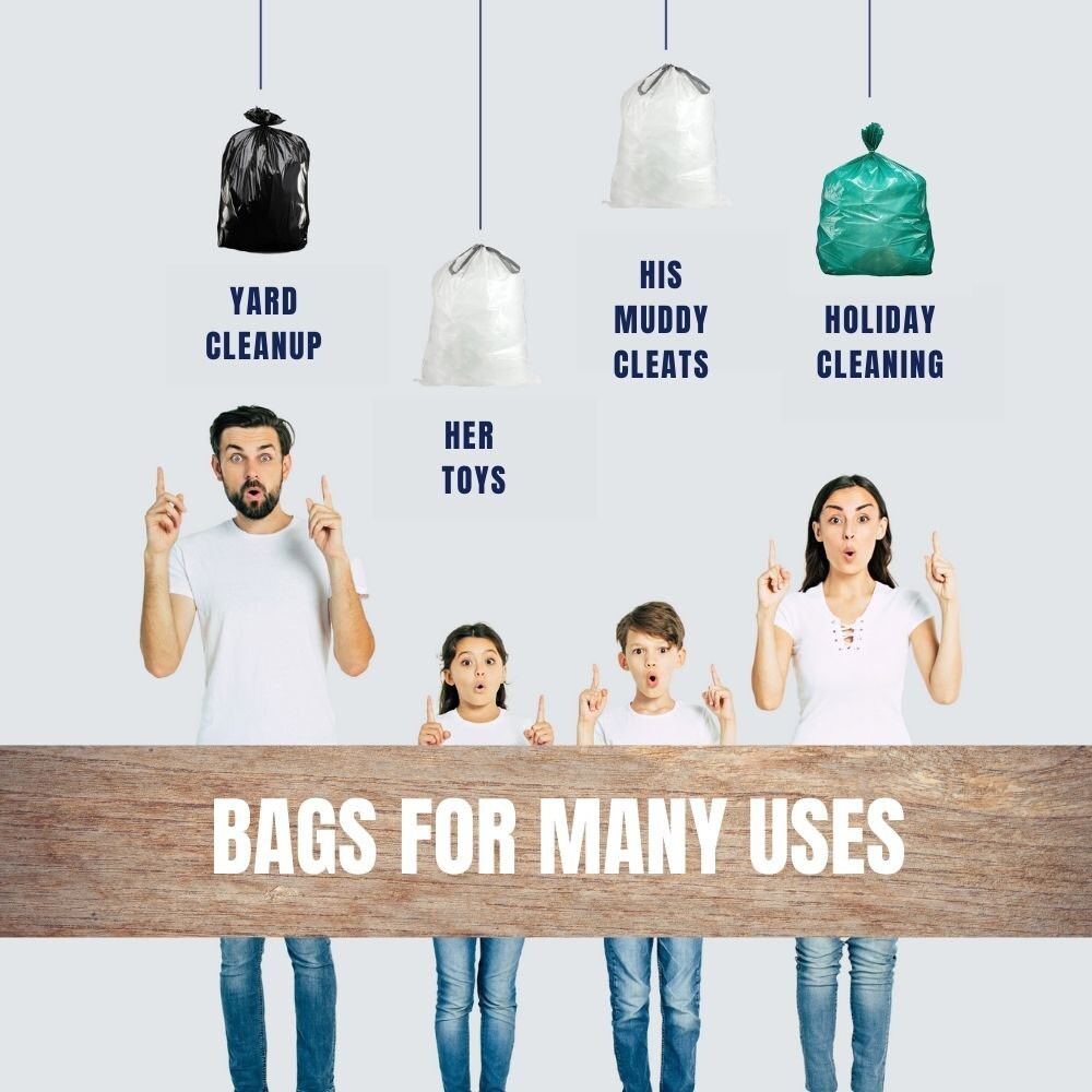 Plasticplace 12-16 Gallon Trash Bags, Green, Case of 250 Garbage Bags
