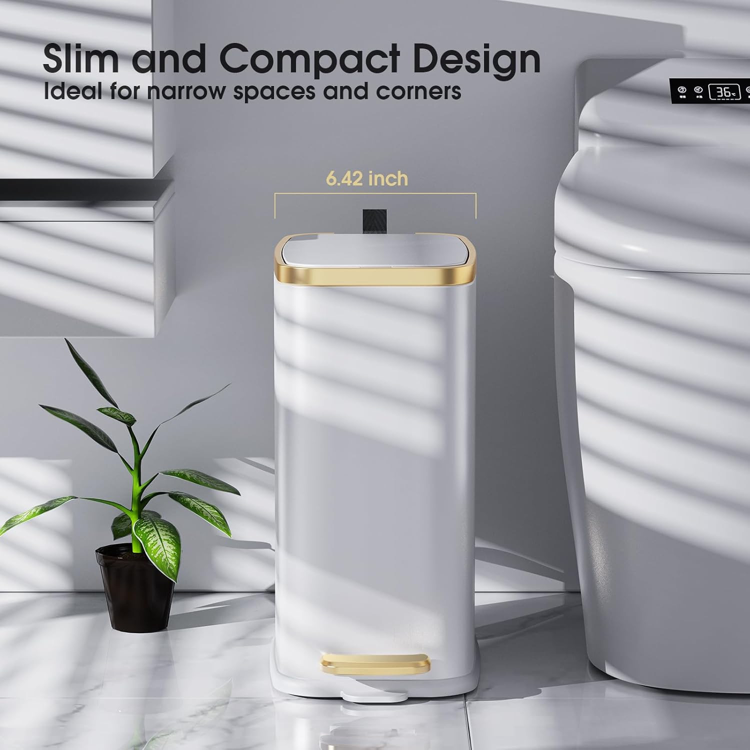 Small Bathroom Trash Can with Lid Soft Close-5L/1.3 Gal Stainless Steel Garbage