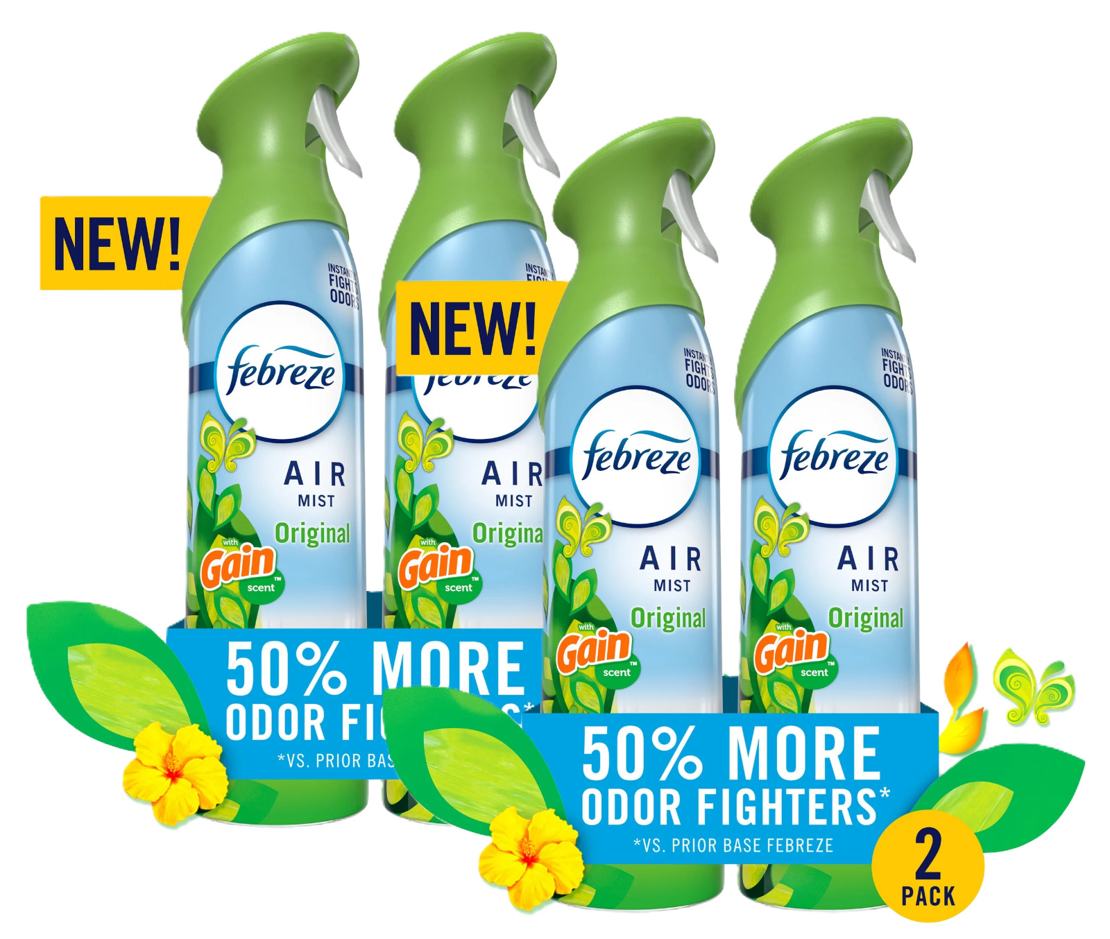 Febreze Air Mist Air Freshener Spray, Gain Original Scent, 8.1oz, 4 Count